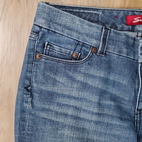 🔸️HOST PICK Anthro Seven7 Blue Decorative Back Pockets Jeans Size 6/28 - Picture 7 of 13